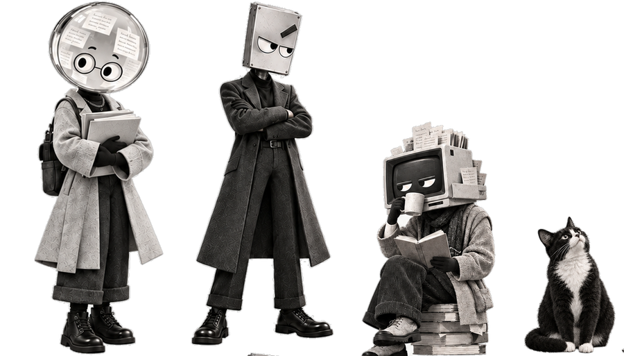 Iris, Bracket, Cache and Null, the town's cast
